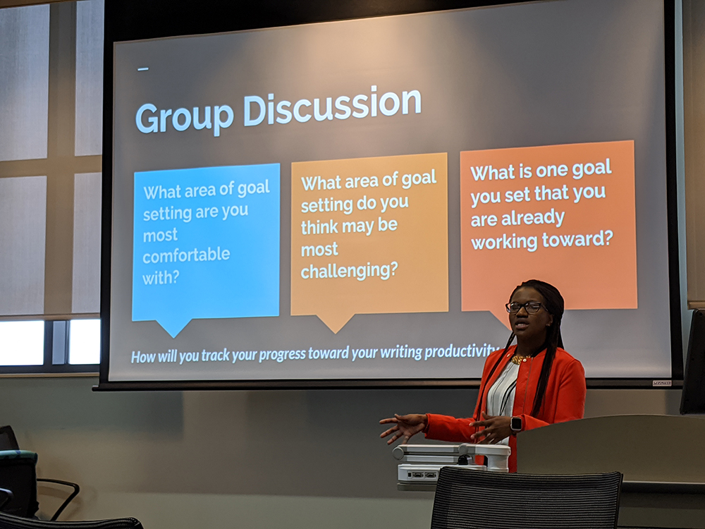 A presenter leads a workshop