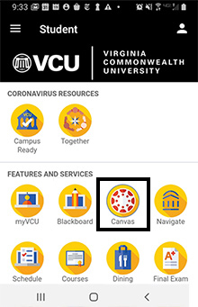 access both Canvas and Blackboard from the vcu mobile app